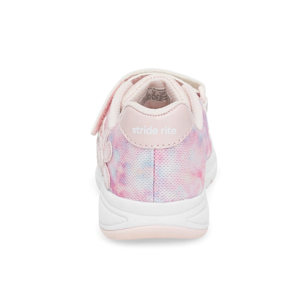 Light Gray Stride Rite Big Girls SR Lighted Glimmer Velcro Blush