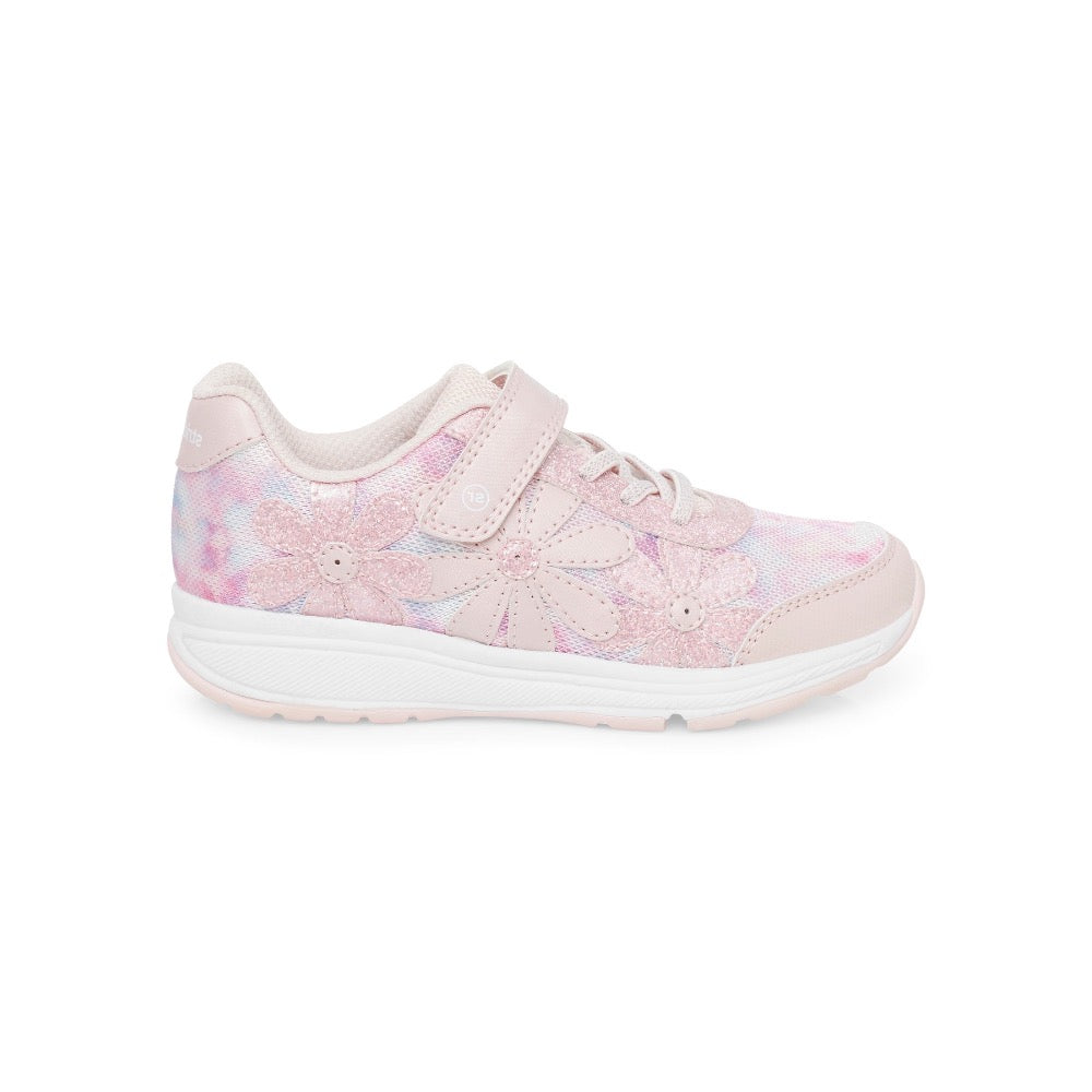 Light Gray Stride Rite Big Girls SR Lighted Glimmer Velcro Blush