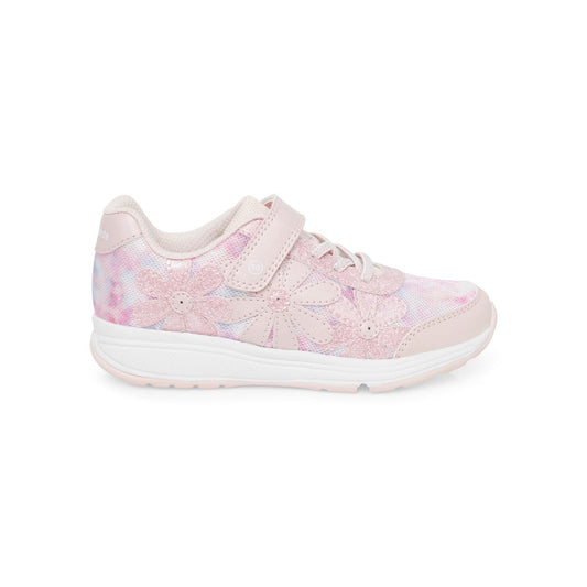 Light Gray Stride Rite Big Girls SR Lighted Glimmer Velcro Blush