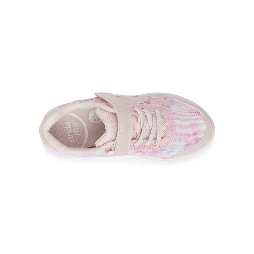 Light Gray Stride Rite Big Girls SR Lighted Glimmer Velcro Blush