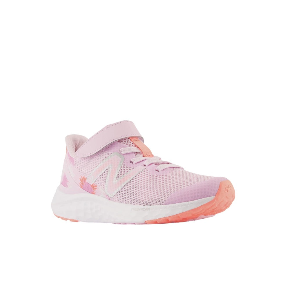 White Smoke New Balance Big Girls Fresh Foam Arishi v4 Velcro Light Raspberry