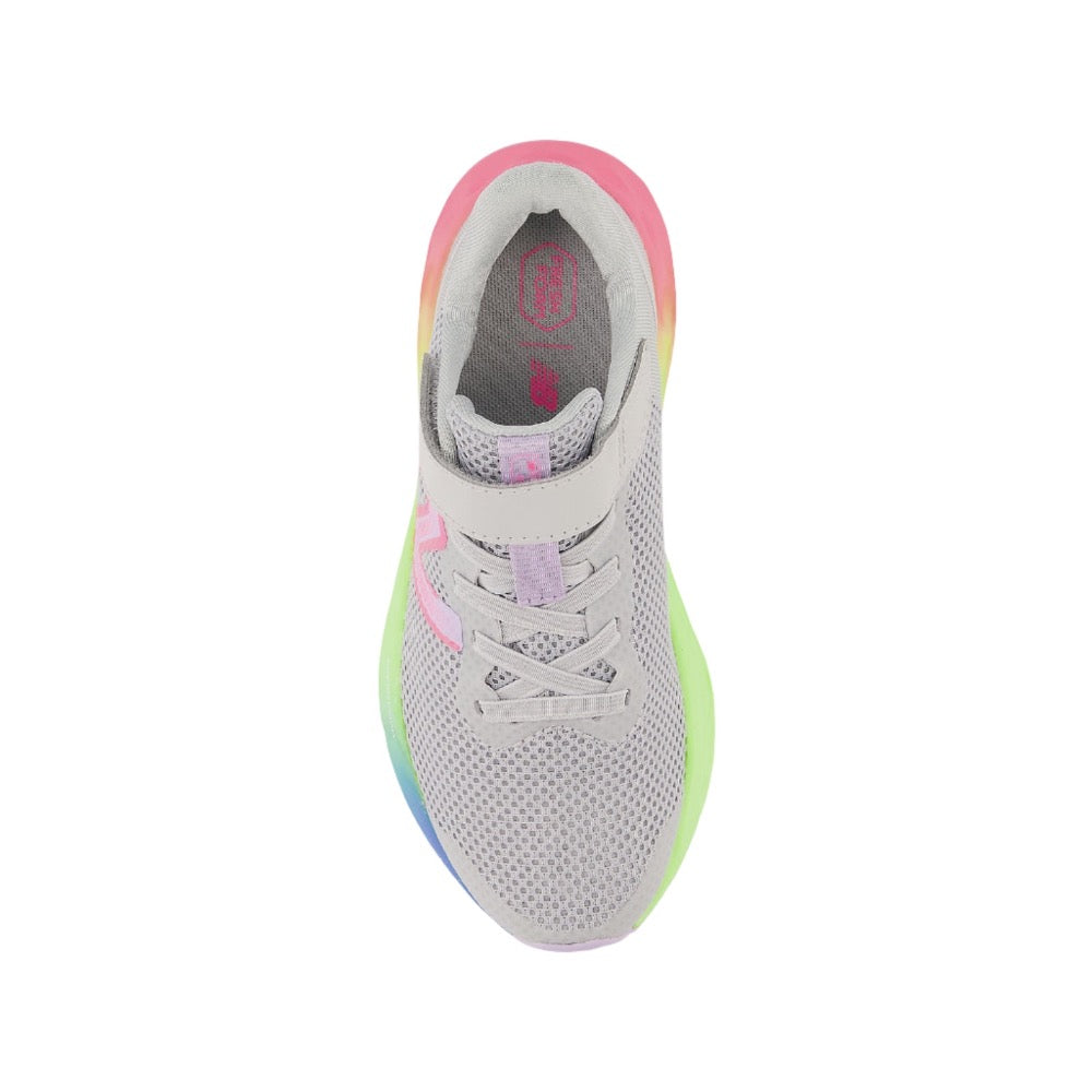 White Smoke New Balance Little Girls Fresh Foam Arishi v4 Velcro Light Aluminum
