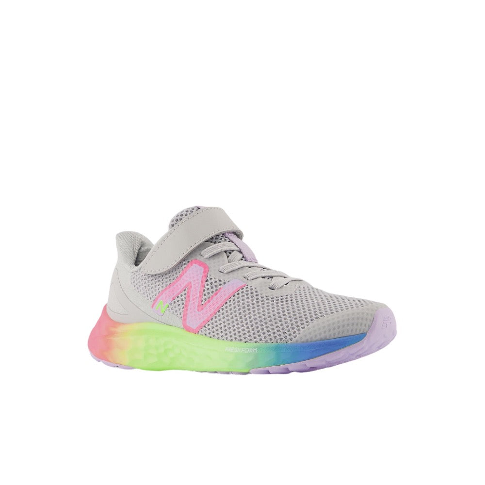 White Smoke New Balance Little Girls Fresh Foam Arishi v4 Velcro Light Aluminum
