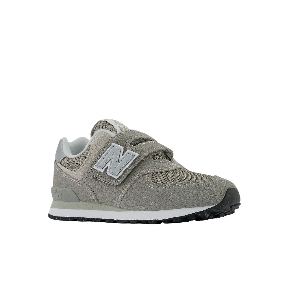 White Smoke New Balance Boys 574 Core Hook & Loop Velcro Sneaker Grey / White Wide
