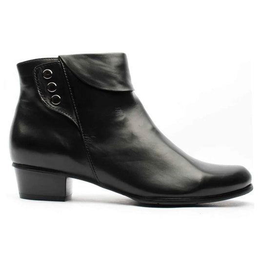 Lavender Regarde Le Ciel Women's Stefany-186 Zip Up Ankle Boot Black Leather