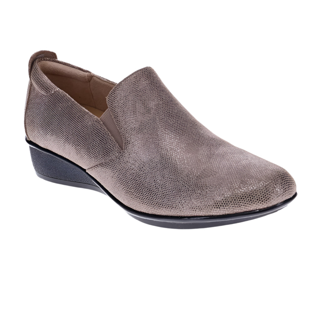 Dim Gray Revere Women's Jamaica Slip On Loafer Champagne Angle