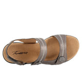 Trotters Women's Romi Stitch Velcro Sandal Pewter