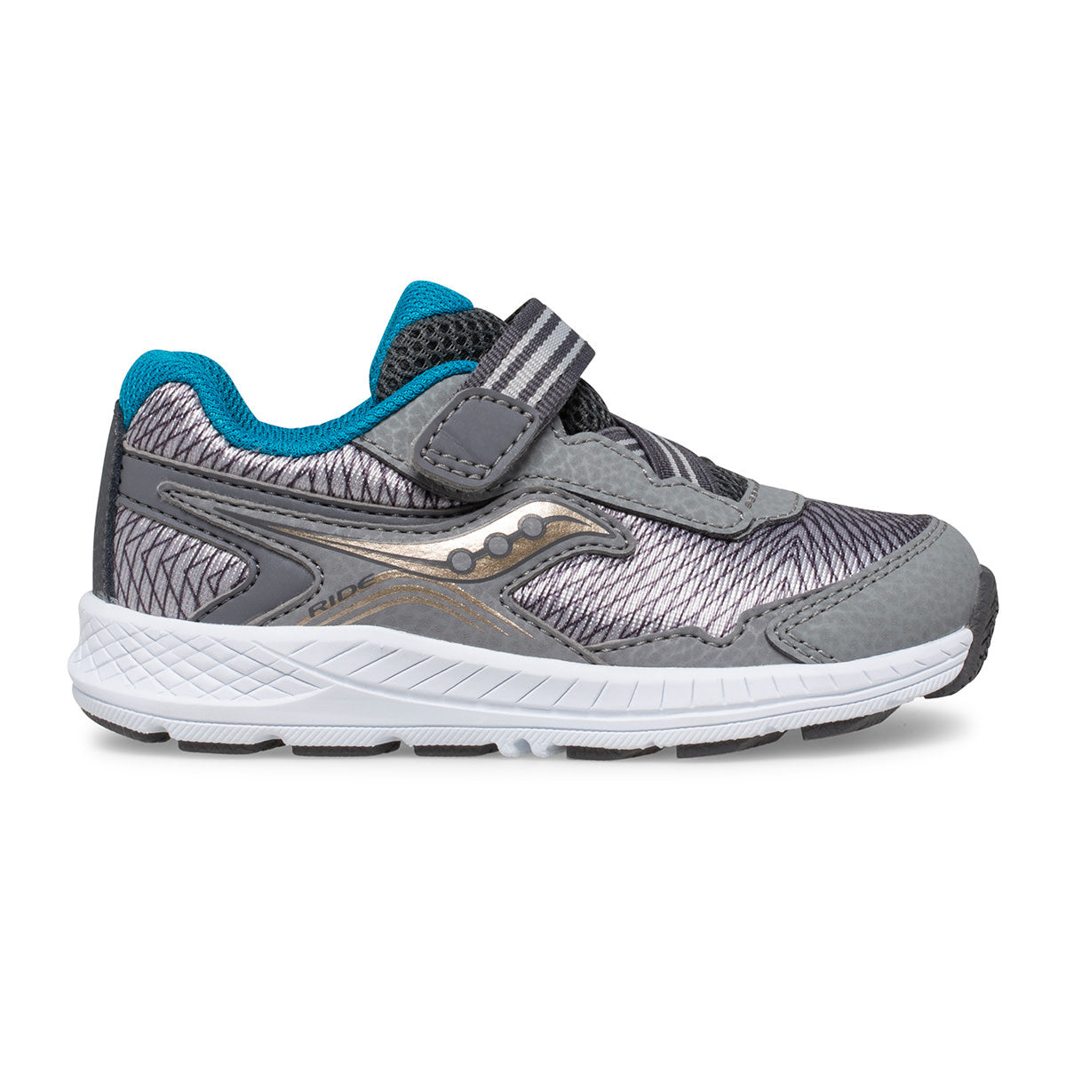 Light Slate Gray Saucony Toddler/Little Boys Ride 10 Jr. Velcro Sneaker Grey / Blue