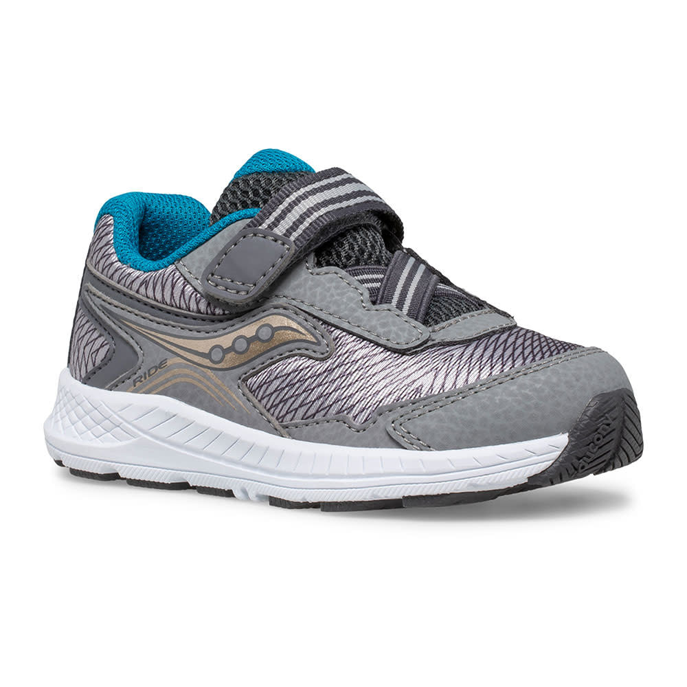 Light Slate Gray Saucony Toddler/Little Boys Ride 10 Jr. Velcro Sneaker Grey / Blue