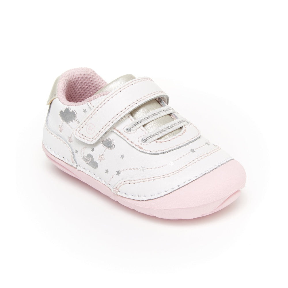 White Smoke Stride Rite Infant Girls SM Adalyn Sneaker Velcro White / Silver