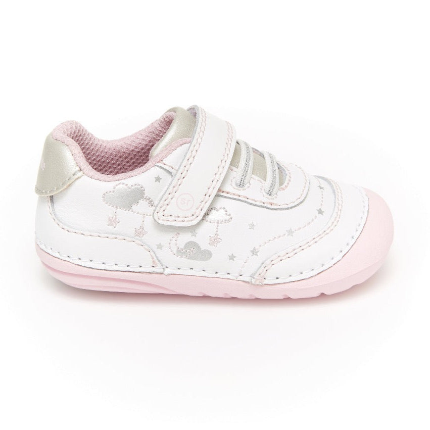 White Smoke Stride Rite Infant Girls SM Adalyn Sneaker Velcro White / Silver