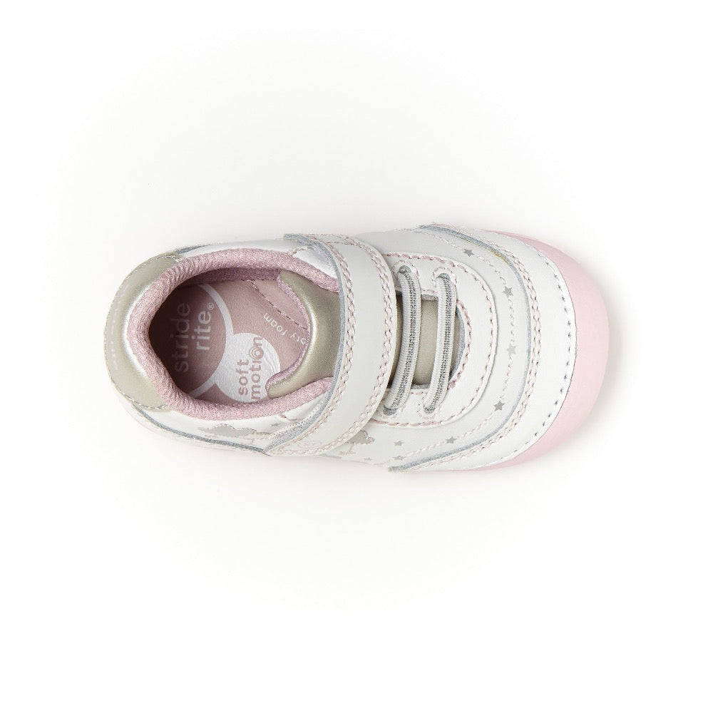 White Smoke Stride Rite Infant Girls SM Adalyn Sneaker Velcro White / Silver