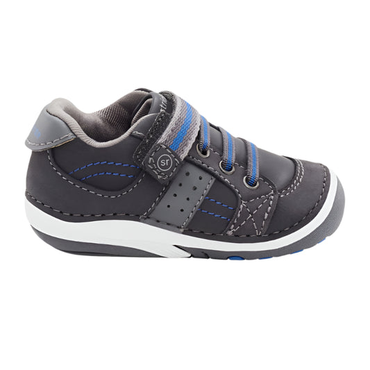 White Smoke Stride Rite Boys SRT SM Artie Sneaker Hook and Loop Charcoal