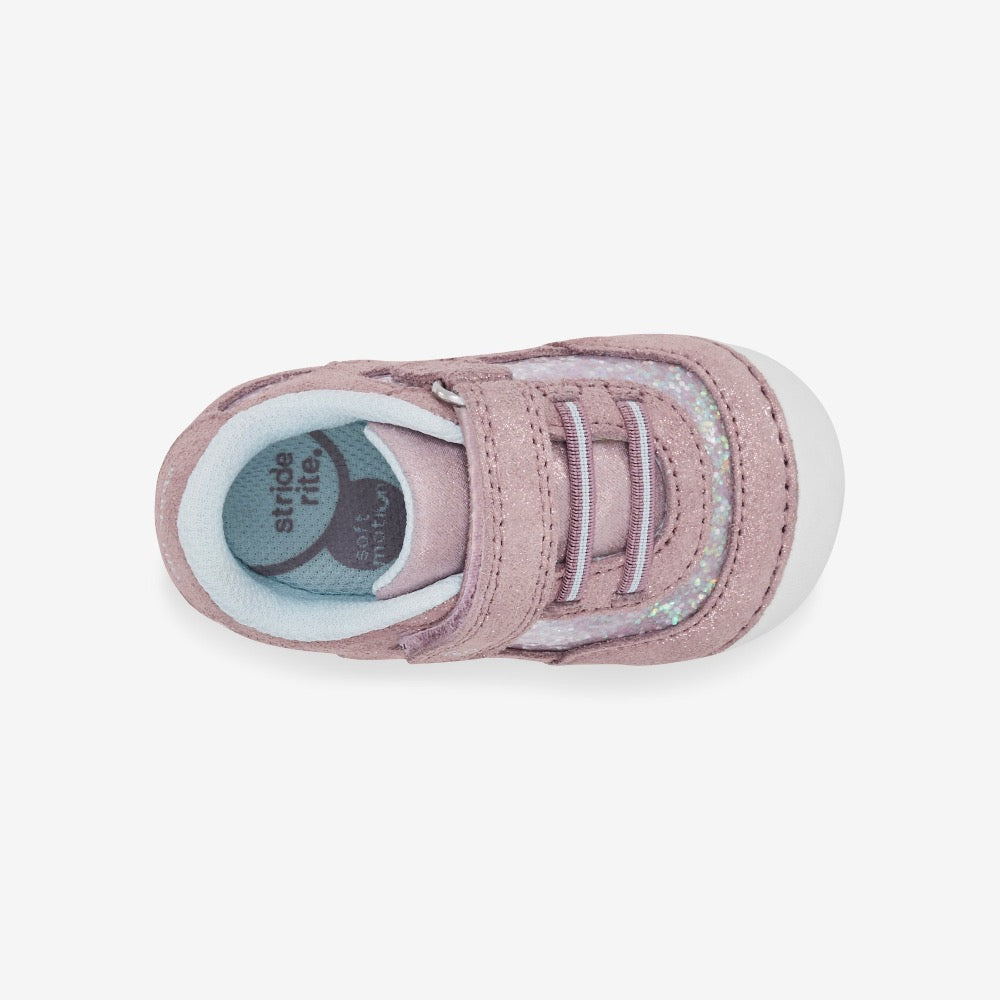White Smoke Stride Rite Infant Girls SM Jazzy Sneaker Velcro Lavender / Multi