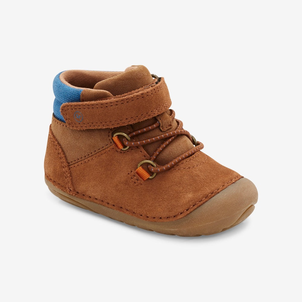 White Smoke Stride Rite Infant Boys SM Russell Hiker Boot Velcro Brown