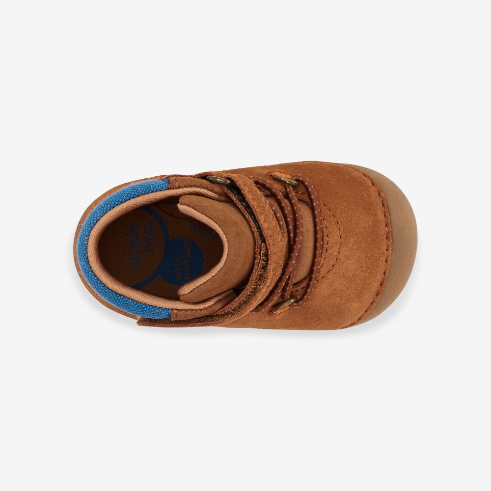 White Smoke Stride Rite Infant Boys SM Russell Hiker Boot Velcro Brown