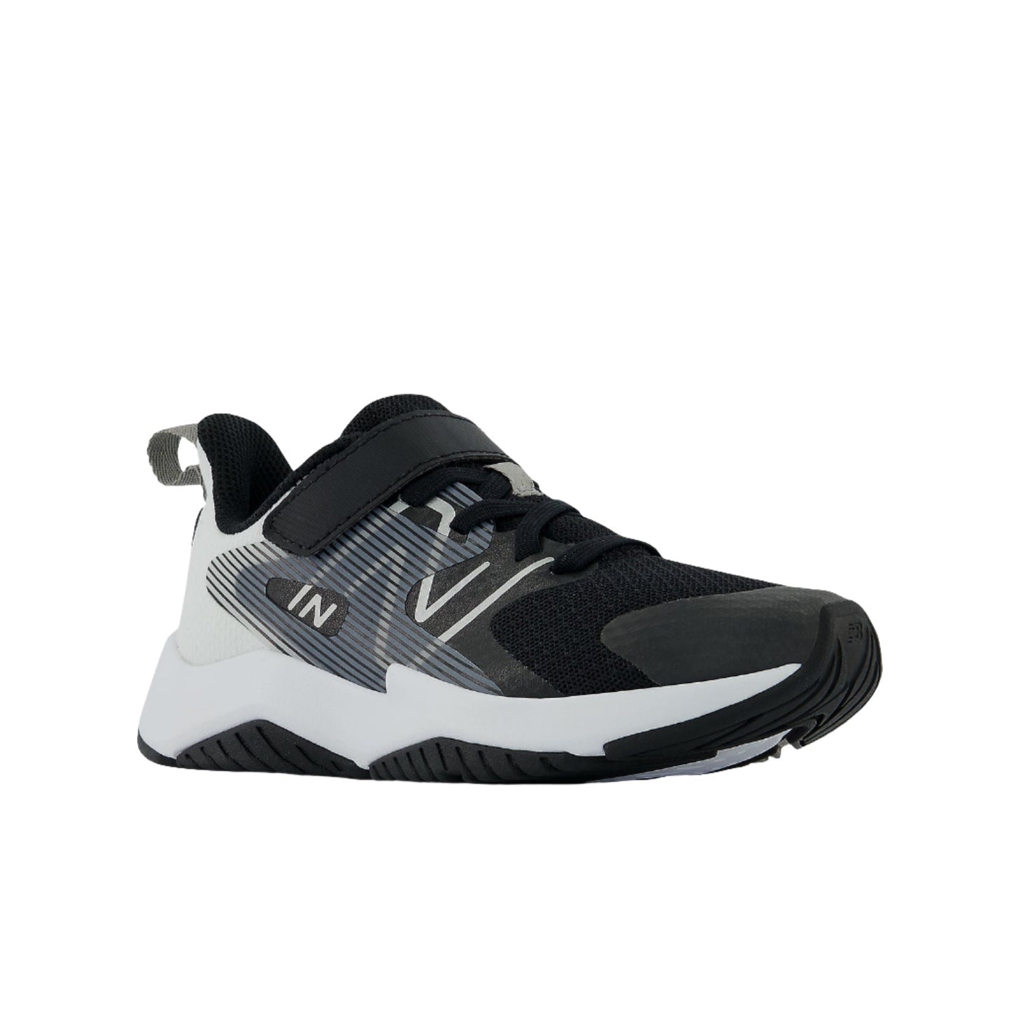 White Smoke New Balance Boys Rave Run v2 Hook and Loop Black