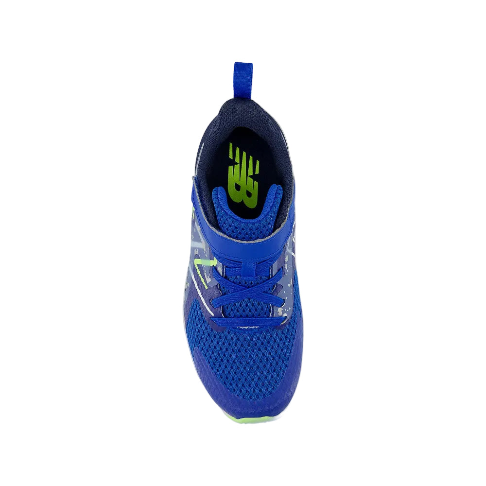 White Smoke New Balance Boys Rave Run v2 Hook & Loop Team Royal