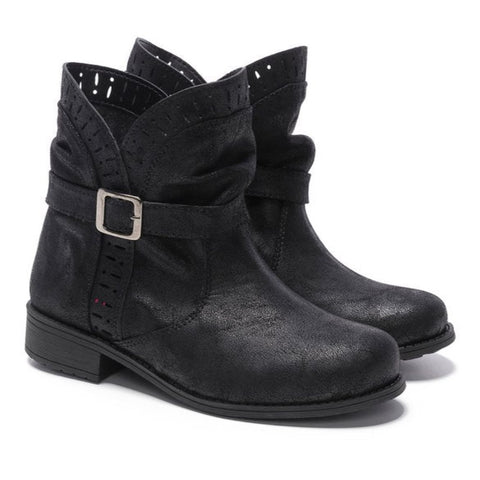 Dark Slate Gray Valencia Imports (Rachel Shoes) Big Girls Freya Boot w/ Buckle Black