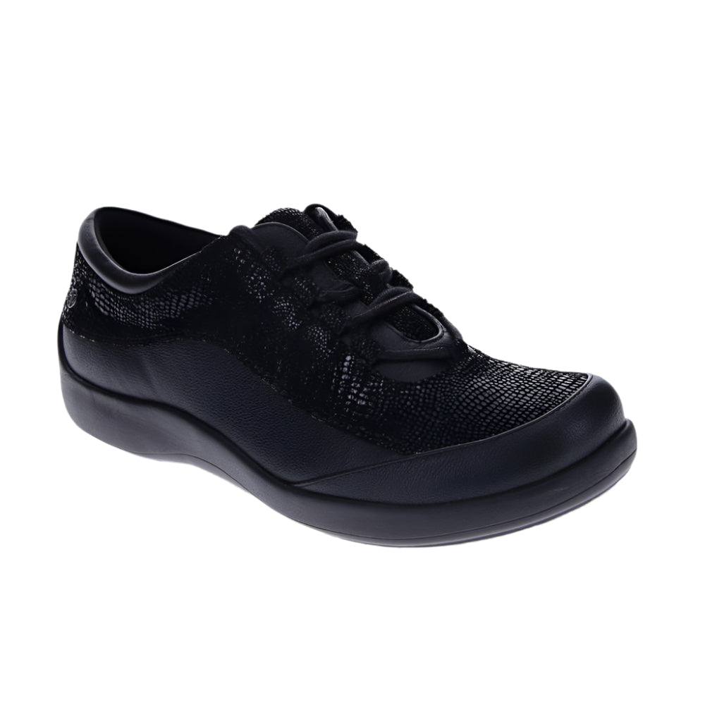 Black Revere Women's Alberta Lace Up Black Lizard
