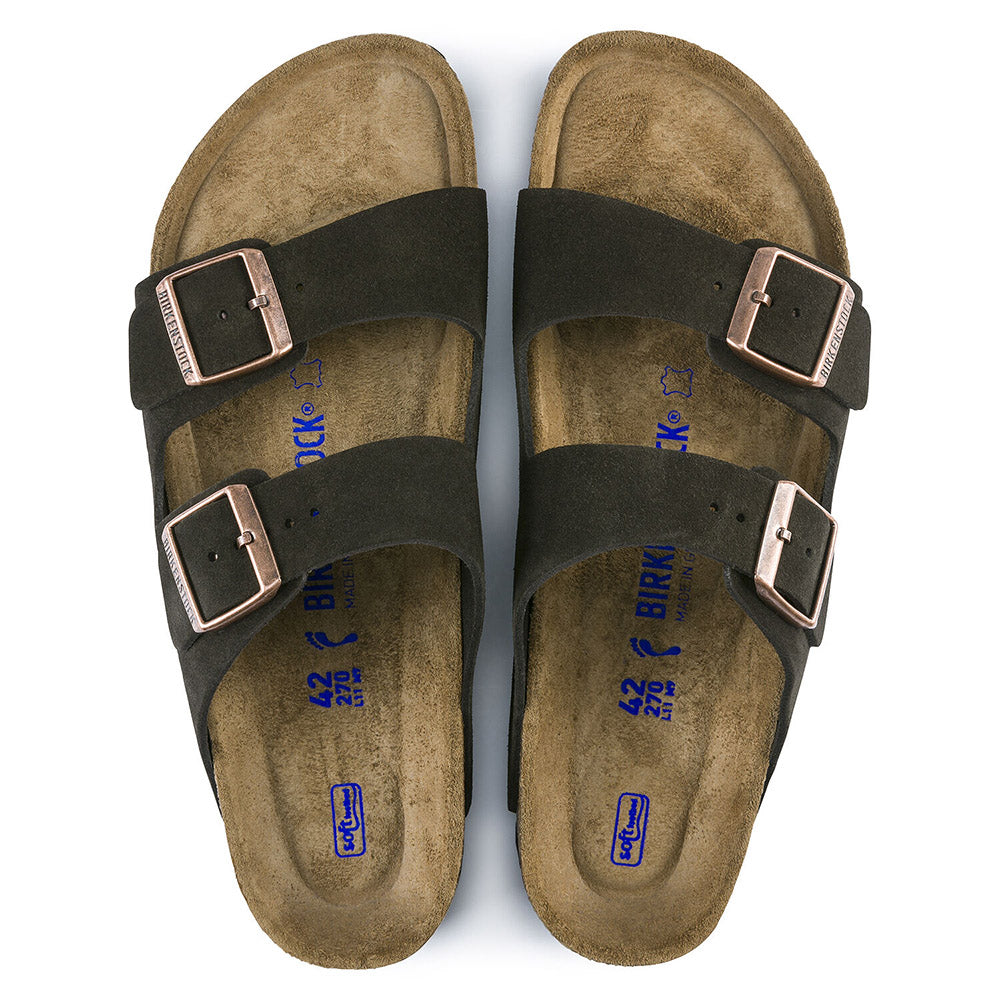Dark Olive Green Birkenstock Arizona Soft Footbed Suede Leather Mocha