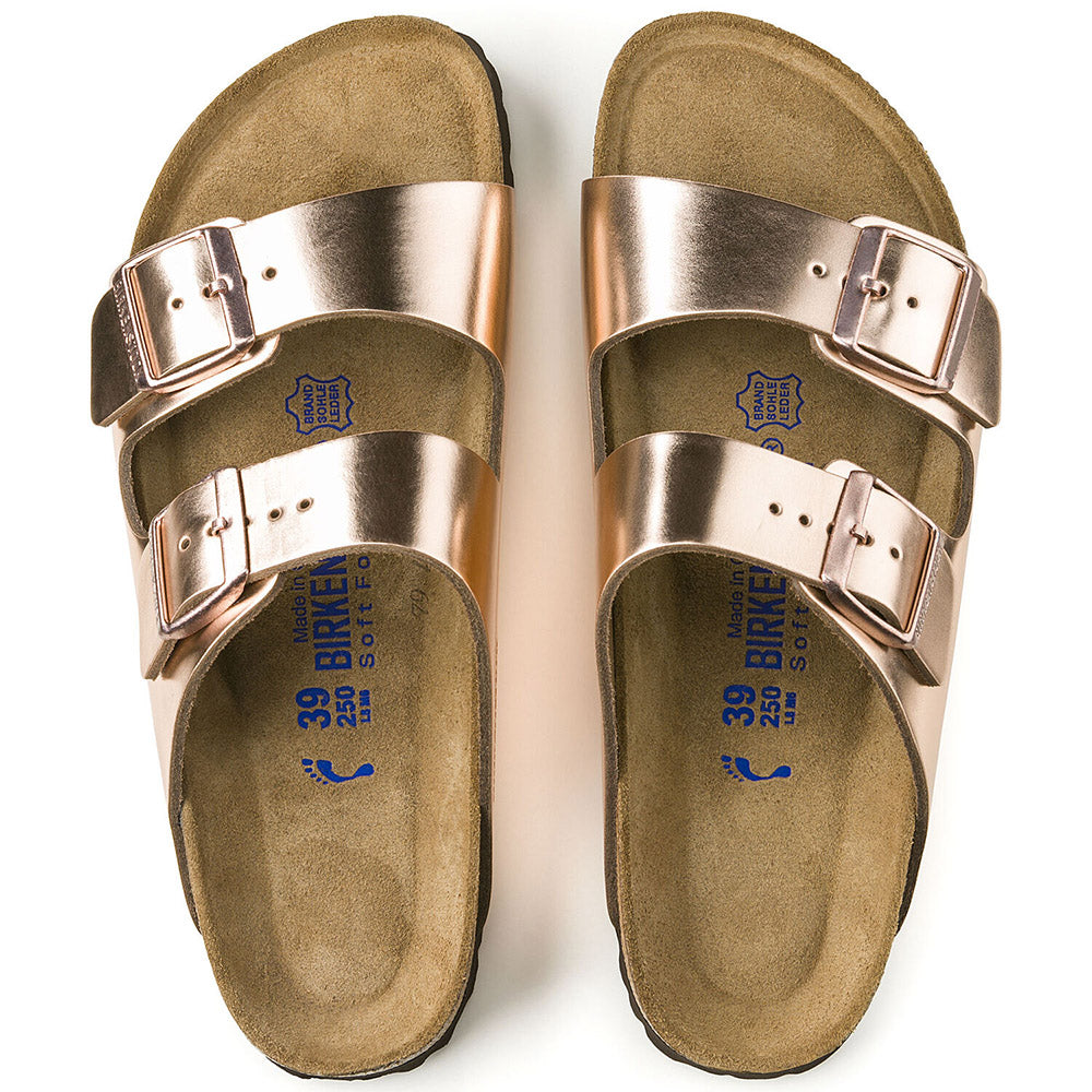 Dim Gray Birkenstock Arizona Soft Footbed Leather Metallic Copper