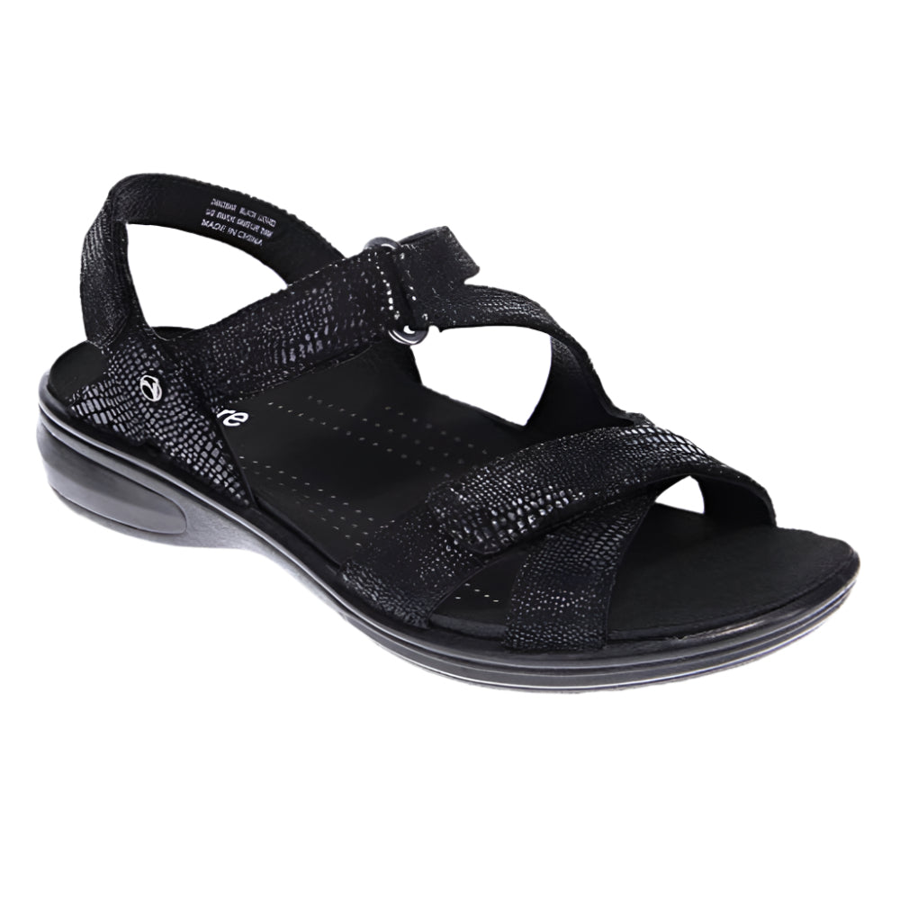 Black Revere Women's Zanzibar Sandal Black Lizard