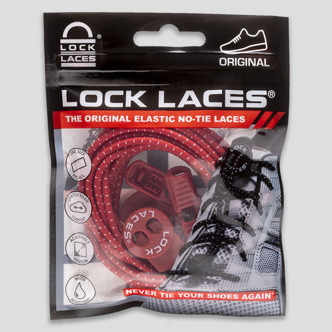 Black Lock Laces Adults and Kids Original Elastic No-Tie Shoe Laces Red