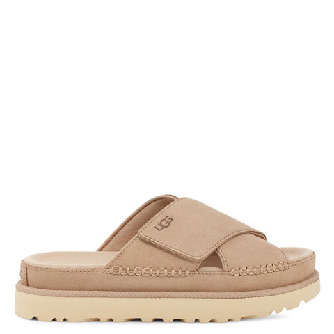 Tan Ugg Women's Goldenstar Cross Slide Sandal Driftwood