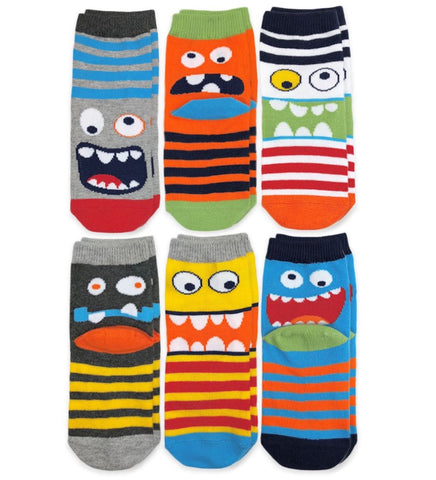 Dark Slate Gray Jefferies Socks Boys Fun Crew Monster Assorted 6 Pack