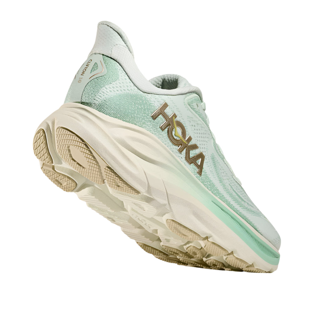 Gray Hoka Women's Clifton 10 Sea Glass / Jadeite Wide