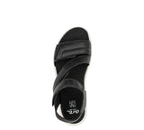 Ara Women's Marina Triple Adjustable Velcro Sandal Black Calf Leather