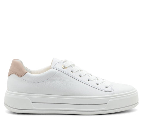 Light Gray Ara Women's Lace-Up Platform Sneaker White / Sand Calf