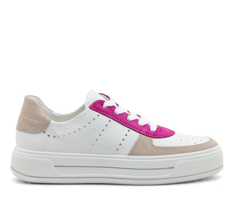 Light Gray Ara Women's Calgary Lace-Up Sneaker Shell / White Pink Suede