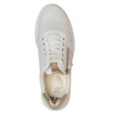 Ara Women's Opal Zip & Lace Sneaker White / Platinum Calf / Metallic