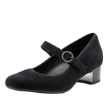 Black Ara Women's Novelle Rhinestone Mary Jane Pump Black Kid Suede