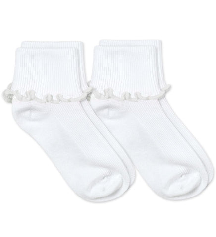 Jefferies Socks Seamless Ripple Edge Smooth Toe Turn Cuff Socks White / White 2 Pack
