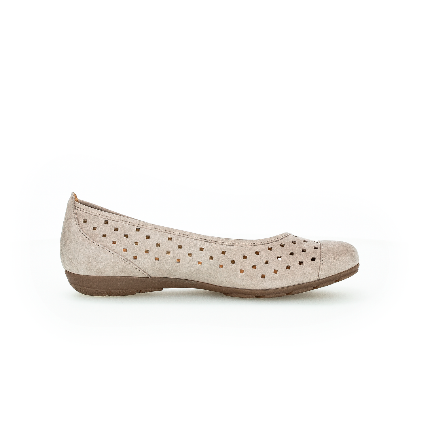 Light Gray Gabor Women's Cap Toe Perforated Ballet Slip Ons Leinen Nubuck / Soft Nubuck