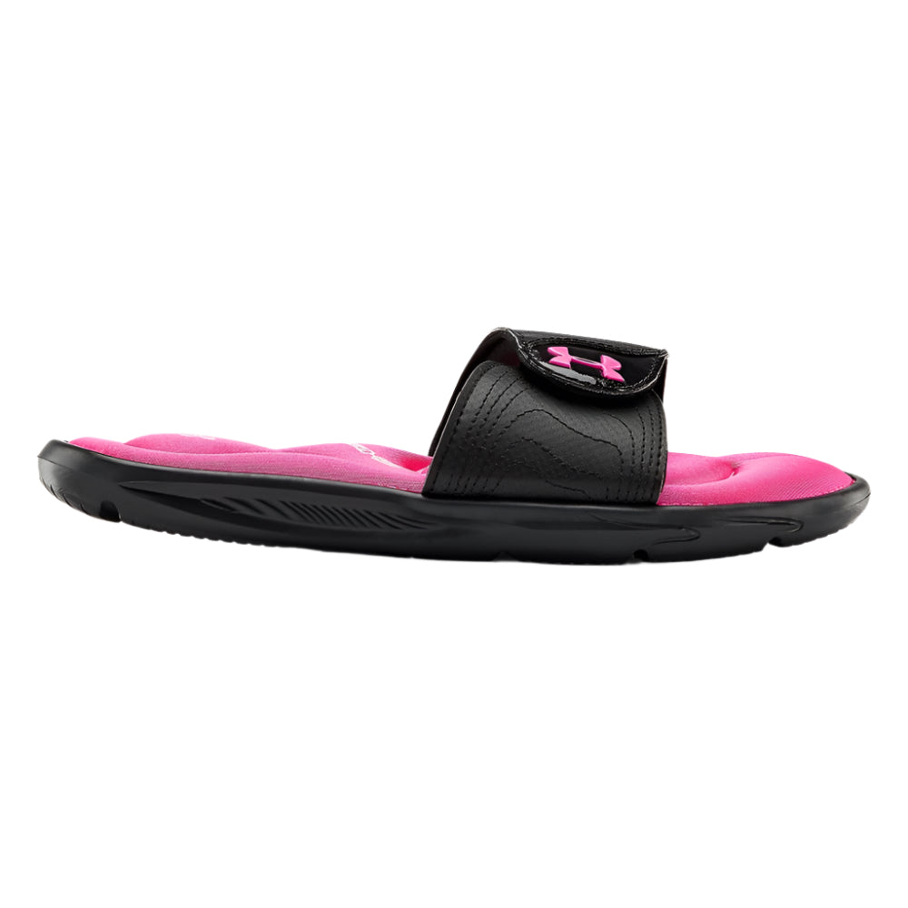 White Smoke Under Armour Big Girls Ignite IX Slides Black