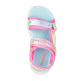 Light Gray Skechers Little Girls Unicorn Dream - Majestic Bliss Velcro Sandal Pink / Multi