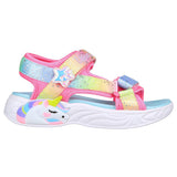Light Gray Skechers Little Girls Unicorn Dream - Majestic Bliss Velcro Sandal Pink / Multi