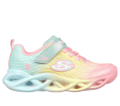 Light Gray Skechers Little Girls Twisty Brights - Swirled Velcro Light Pink / Multi