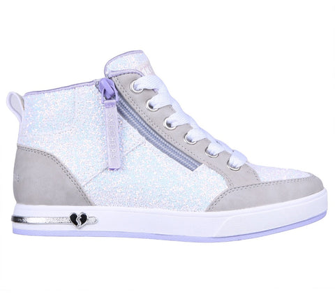 Lavender Skechers Big Girls Shoutouts 2.0 - Glitter Steps Zip Grey