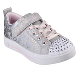Light Gray Skechers Little Girls Twinkle Toes - Heather Charm Velcro Grey / Silver