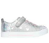 Lavender Skechers Little Girls Twinkle Toes - Heather Charm Velcro Grey / Silver
