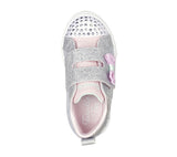 Light Gray Skechers Toddler Girls Twinkle Toes: Twinkle Sparks - Heather Charmer Velcro Grey / Silver