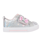 Light Gray Skechers Toddler Girls Twinkle Toes: Twinkle Sparks - Heather Charmer Velcro Grey / Silver