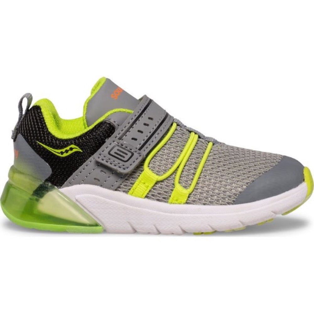 Rosy Brown Saucony Toddler Boys Flash Glow 2.0 Jr. Velcro Sneaker Grey / Lime