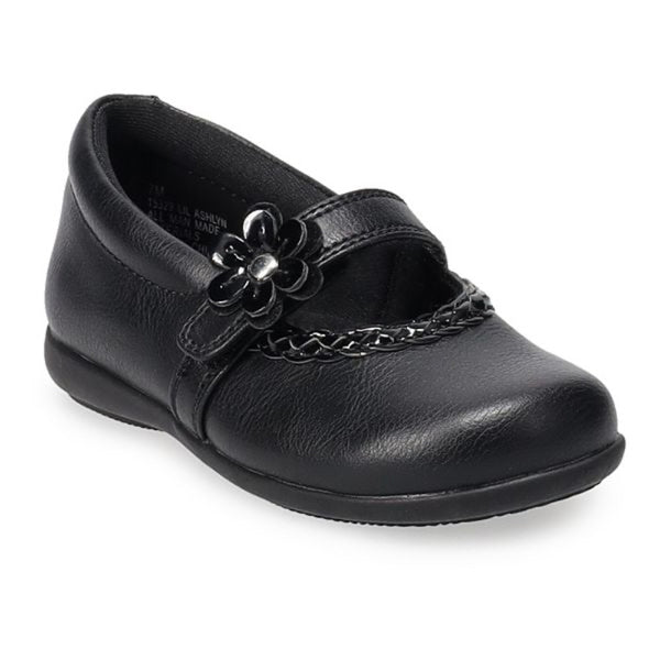 Dark Slate Gray Valencia Imports (Rachel Shoes) Toddler Girls Lil Ashlyn Mary Jane w/ Velcro Strap Black