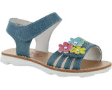 Light Slate Gray Valencia Imports (Rachel Shoes) Toddler and Little Girls Tiana Sandal w/ Velcro Strap Denim / Multi